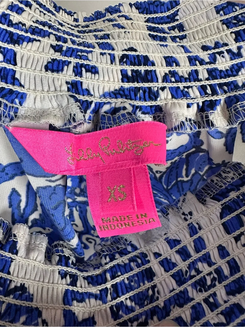 Lilly Pulitzer Women’s Kaori 3/4 Sleeve Off Shoulder Deeper Coconut Ride With Me - Picture 8 of 10